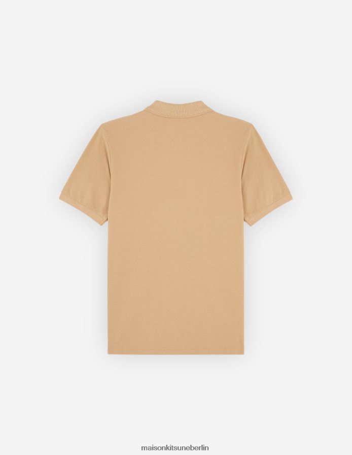 Kleidung V2DHL113 Beige Männer Klassisches Poloshirt mit Fuchskopf-Patch Maison Kitsune