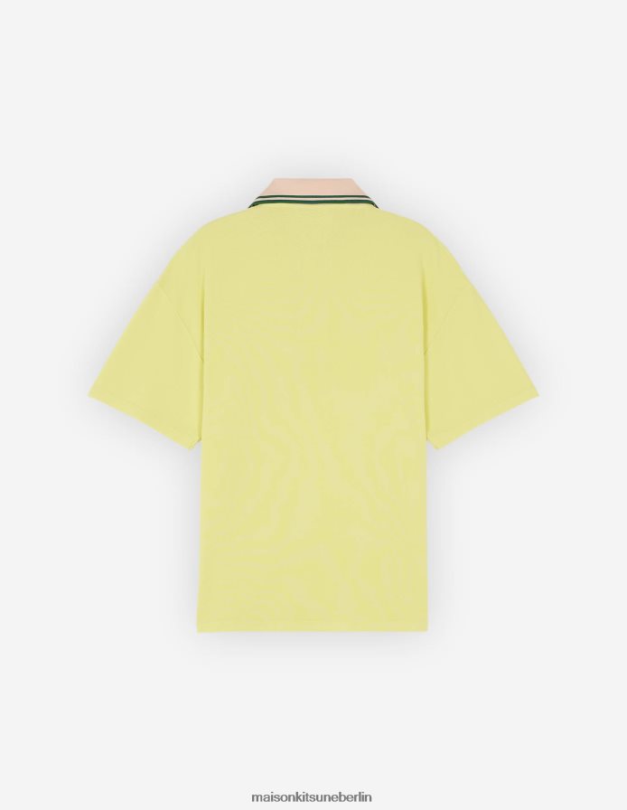 Kleidung V2DHL115 Zitrone Männer Poloshirt mit farblich abgestimmtem Fuchskopf-Patch Maison Kitsune