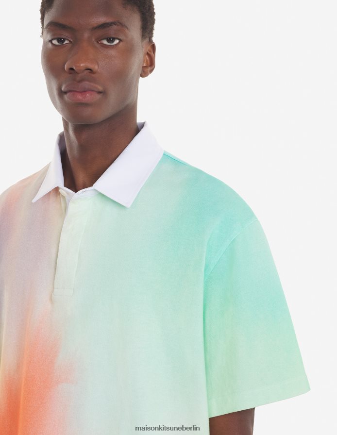 Kleidung V2DHL120 Aquarelldruck Männer MK x Rop Van Mierlo Fox entspanntes Polo Maison Kitsune