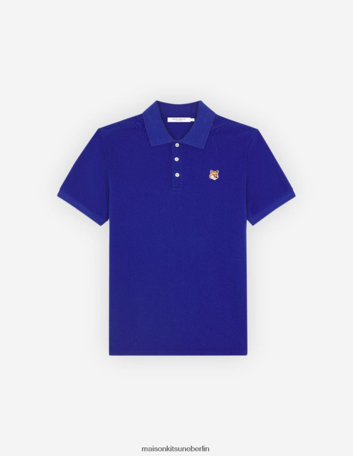 Kleidung V2DHL122 tiefes Blau Männer Klassisches Poloshirt mit Fuchskopf-Patch Maison Kitsune