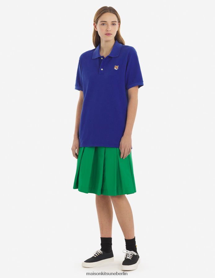 Kleidung V2DHL122 tiefes Blau Männer Klassisches Poloshirt mit Fuchskopf-Patch Maison Kitsune