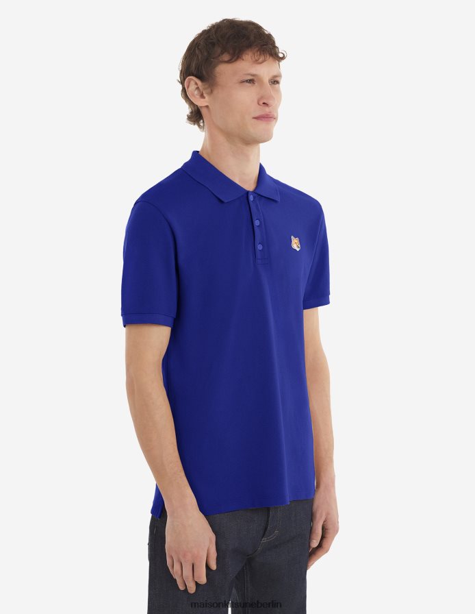 Kleidung V2DHL122 tiefes Blau Männer Klassisches Poloshirt mit Fuchskopf-Patch Maison Kitsune