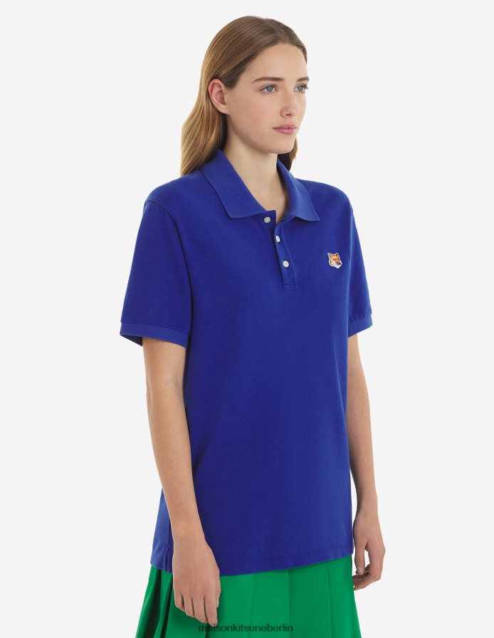 Kleidung V2DHL122 tiefes Blau Männer Klassisches Poloshirt mit Fuchskopf-Patch Maison Kitsune
