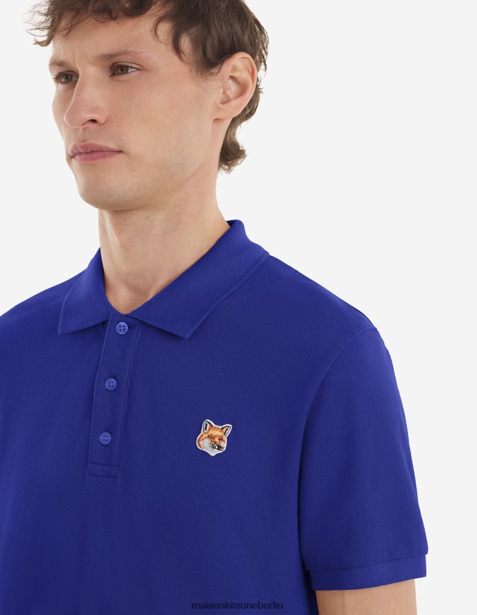Kleidung V2DHL122 tiefes Blau Männer Klassisches Poloshirt mit Fuchskopf-Patch Maison Kitsune