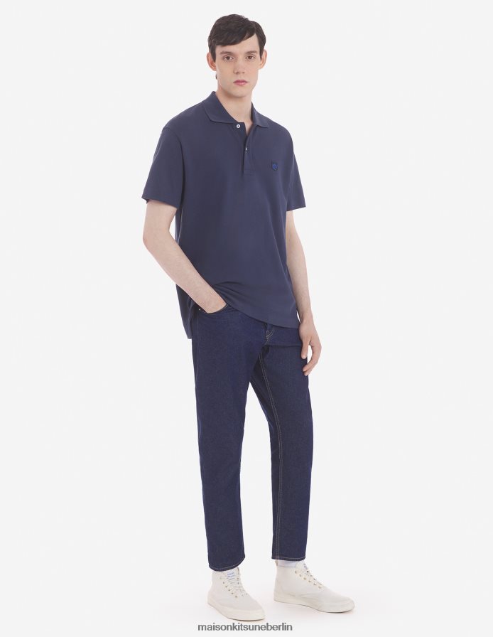 Kleidung V2DHL91 tintenblau Männer Bold Fox Head Patch Komfort-Polo Maison Kitsune