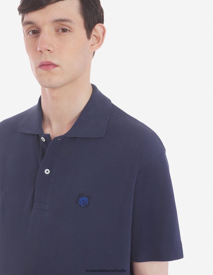 Kleidung V2DHL91 tintenblau Männer Bold Fox Head Patch Komfort-Polo Maison Kitsune