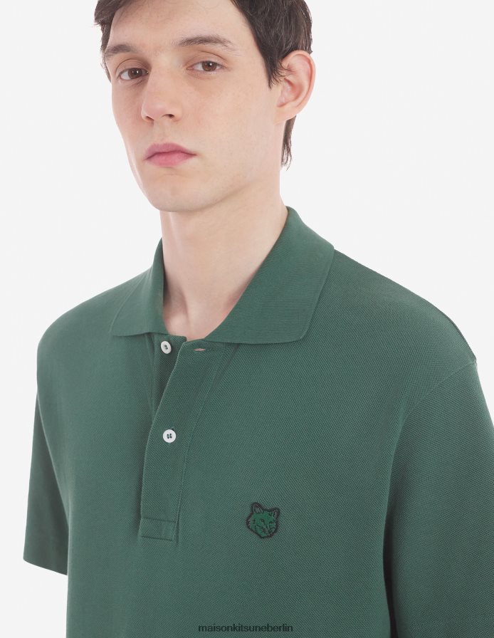 Kleidung V2DHL92 Flaschengrün Männer Bold Fox Head Patch Komfort-Polo Maison Kitsune