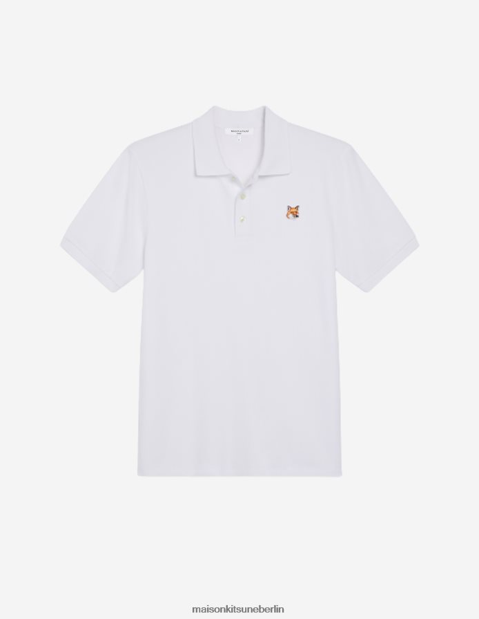 Kleidung V2DHL94 Weiß Männer Klassisches Poloshirt mit Fuchskopf-Patch Maison Kitsune