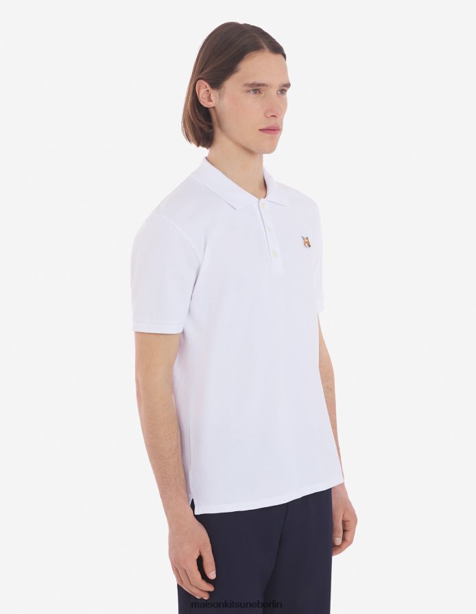 Kleidung V2DHL94 Weiß Männer Klassisches Poloshirt mit Fuchskopf-Patch Maison Kitsune
