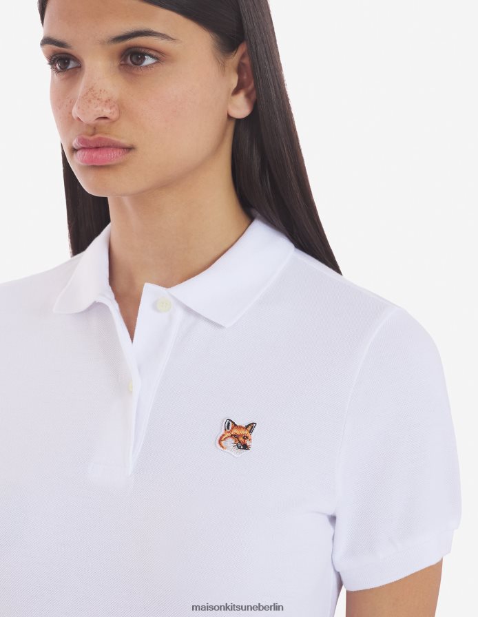 Kleidung V2DHL94 Weiß Männer Klassisches Poloshirt mit Fuchskopf-Patch Maison Kitsune
