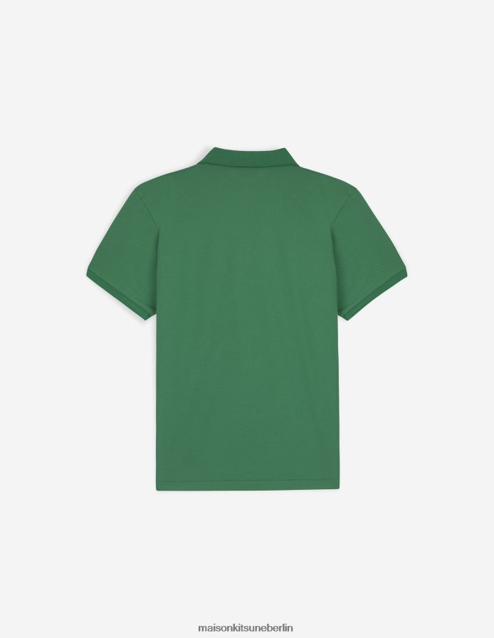 Kleidung V2DHL96 dunkelgrün Männer Kurzarm-Poloshirt mit Fuchskopf Maison Kitsune