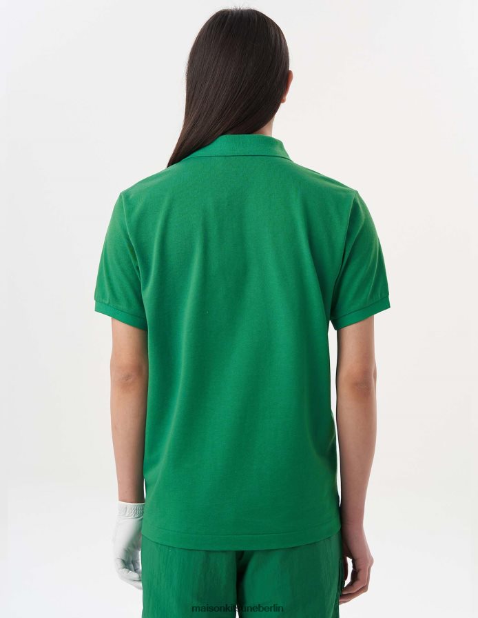 Kleidung V2DHL96 dunkelgrün Männer Kurzarm-Poloshirt mit Fuchskopf Maison Kitsune