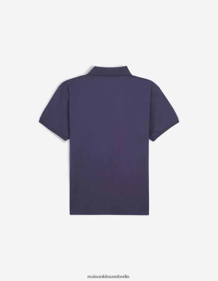Kleidung V2DHL97 dunkles Marineblau Männer Kurzarm-Poloshirt mit Fuchskopf Maison Kitsune