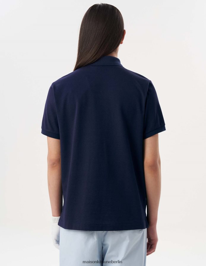 Kleidung V2DHL97 dunkles Marineblau Männer Kurzarm-Poloshirt mit Fuchskopf Maison Kitsune