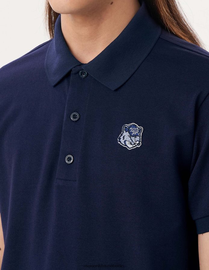 Kleidung V2DHL97 dunkles Marineblau Männer Kurzarm-Poloshirt mit Fuchskopf Maison Kitsune
