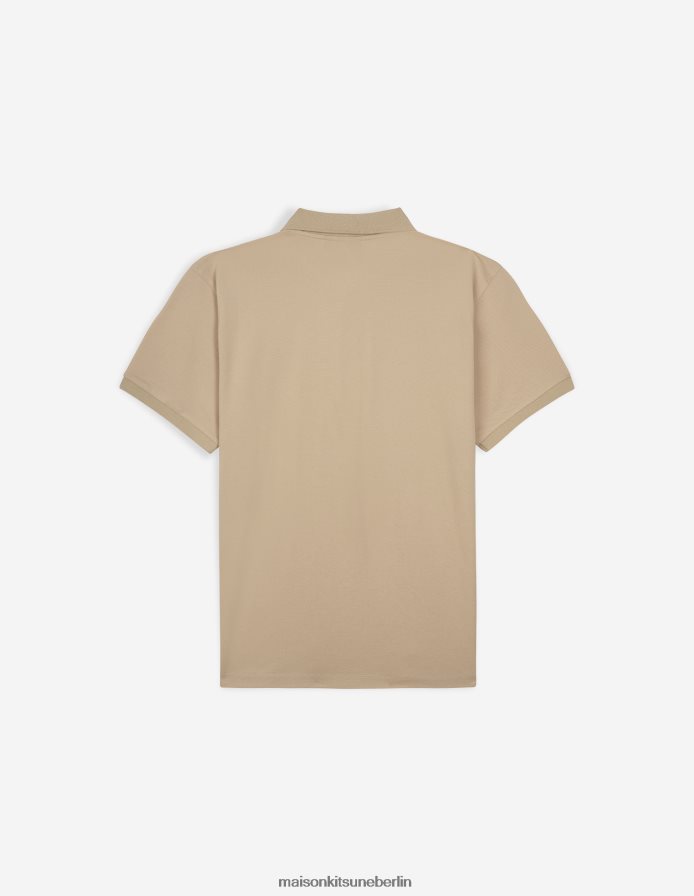 Kleidung V2DHL98 dunkelbeige Männer Kurzarm-Poloshirt mit Fuchskopf Maison Kitsune