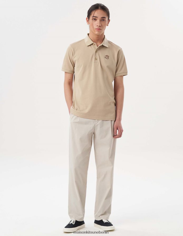 Kleidung V2DHL98 dunkelbeige Männer Kurzarm-Poloshirt mit Fuchskopf Maison Kitsune