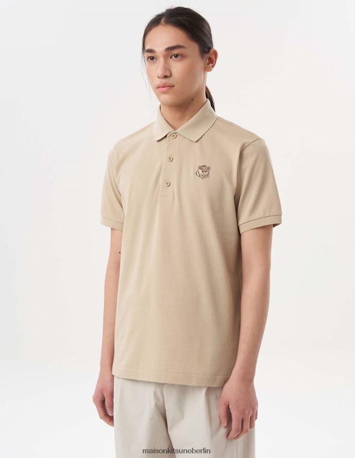 Kleidung V2DHL98 dunkelbeige Männer Kurzarm-Poloshirt mit Fuchskopf Maison Kitsune