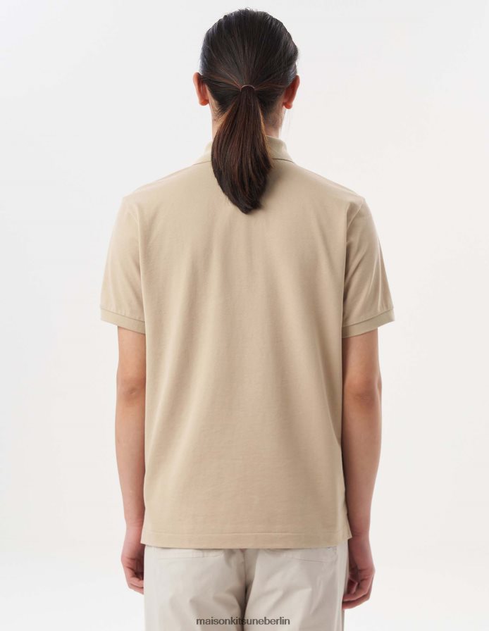 Kleidung V2DHL98 dunkelbeige Männer Kurzarm-Poloshirt mit Fuchskopf Maison Kitsune