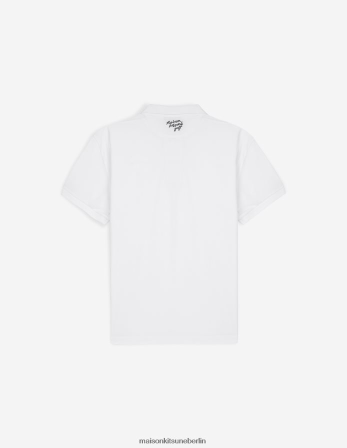 Kleidung V2DHL99 Weiß Männer Profile Fox Kurzarm-Poloshirt Maison Kitsune