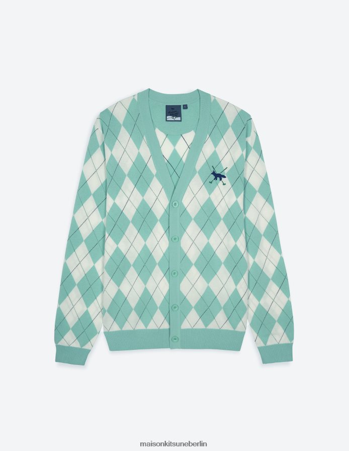 Kleidung V2DHL232 Minze Männer Profile Fox Argyle-Cardigan Maison Kitsune