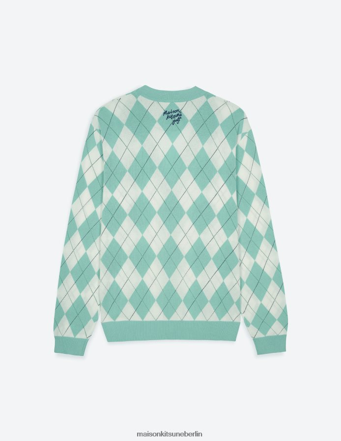 Kleidung V2DHL232 Minze Männer Profile Fox Argyle-Cardigan Maison Kitsune