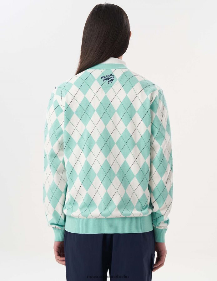 Kleidung V2DHL232 Minze Männer Profile Fox Argyle-Cardigan Maison Kitsune