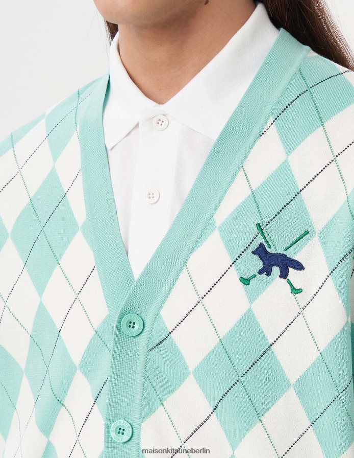 Kleidung V2DHL232 Minze Männer Profile Fox Argyle-Cardigan Maison Kitsune