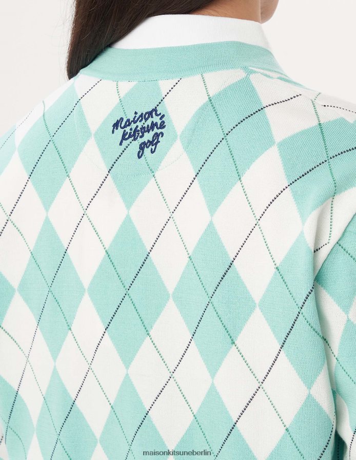 Kleidung V2DHL232 Minze Männer Profile Fox Argyle-Cardigan Maison Kitsune