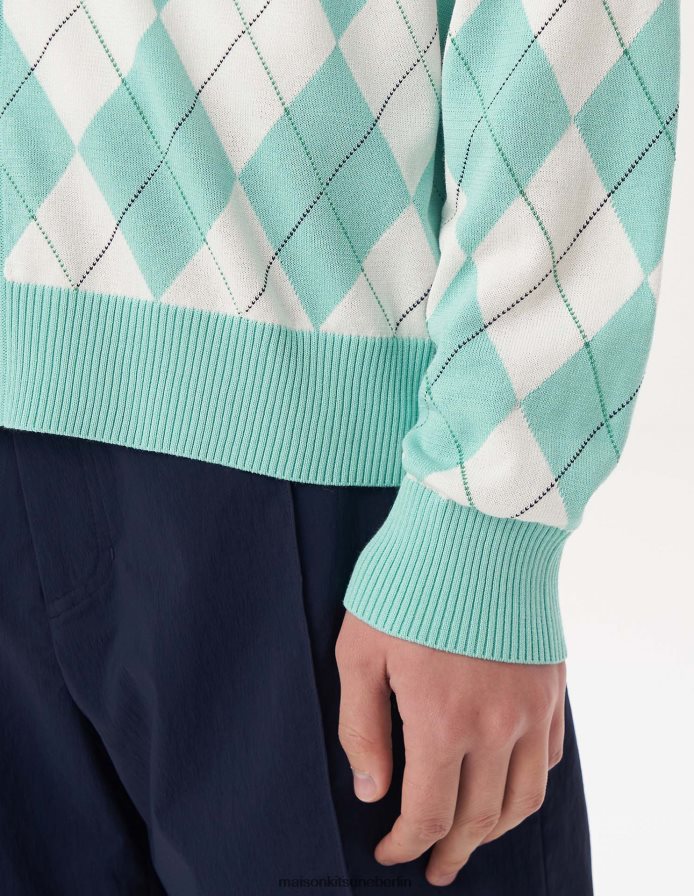 Kleidung V2DHL232 Minze Männer Profile Fox Argyle-Cardigan Maison Kitsune