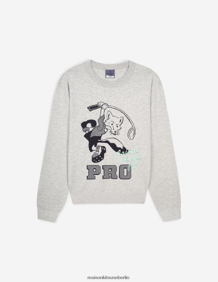 Kleidung V2DHL233 graue Melange Männer Swing Fox Pullover Maison Kitsune