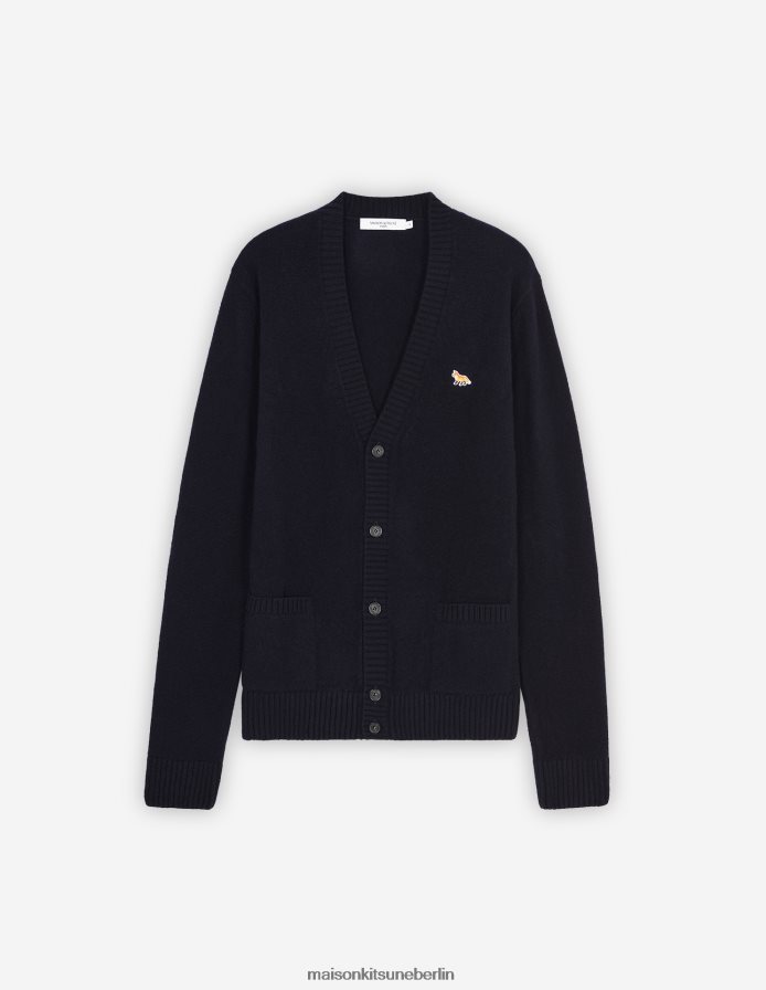 Kleidung V2DHL234 Marine Männer Gemütliche Strickjacke mit Baby-Fuchs-Patch Maison Kitsune