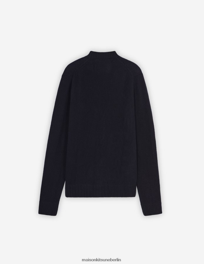 Kleidung V2DHL234 Marine Männer Gemütliche Strickjacke mit Baby-Fuchs-Patch Maison Kitsune