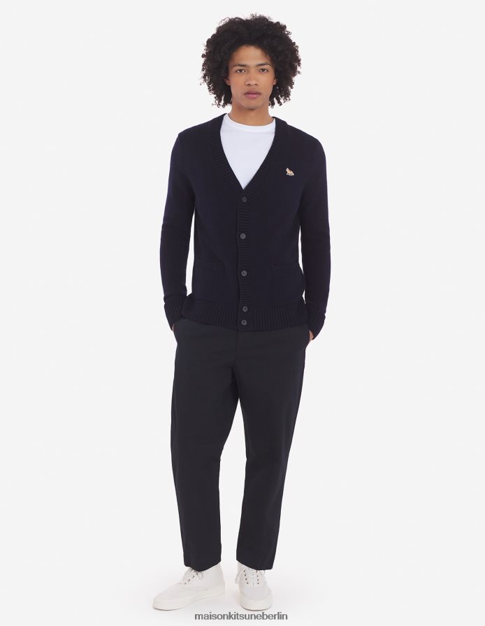 Kleidung V2DHL234 Marine Männer Gemütliche Strickjacke mit Baby-Fuchs-Patch Maison Kitsune