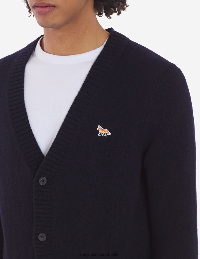 Kleidung V2DHL234 Marine Männer Gemütliche Strickjacke mit Baby-Fuchs-Patch Maison Kitsune