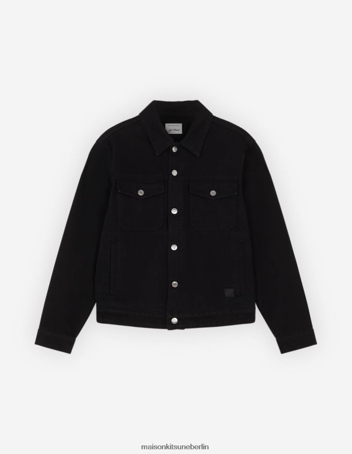 Kleidung V2DHL249 Schwarz Männer Café-Truckerjacke Maison Kitsune