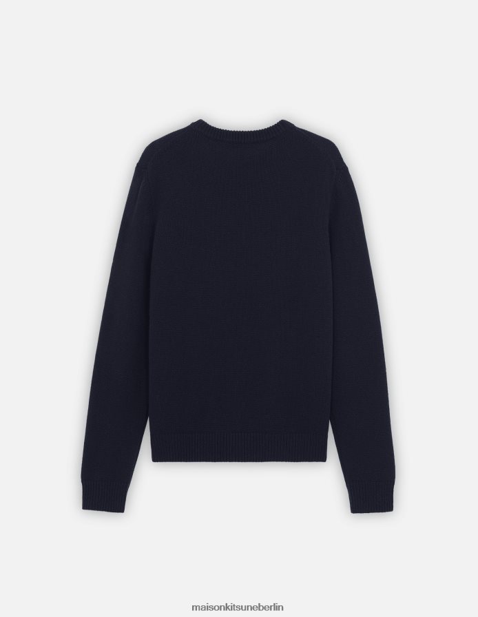 Kleidung V2DHL258 Marine Männer Klassischer Pullover mit großem Fuchskopf Maison Kitsune