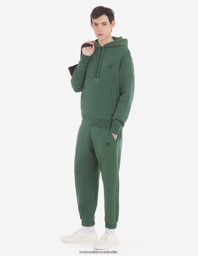 Kleidung V2DHL123 Flaschengrün Männer Komfort-Kapuzenpullover mit auffälligem Fuchskopf-Patch Maison Kitsune