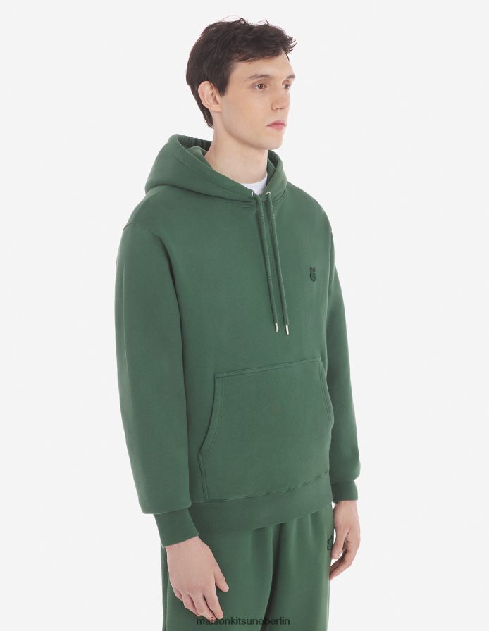 Kleidung V2DHL123 Flaschengrün Männer Komfort-Kapuzenpullover mit auffälligem Fuchskopf-Patch Maison Kitsune