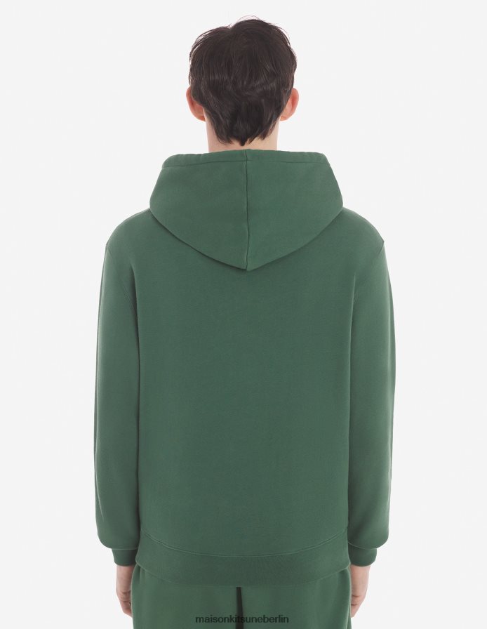 Kleidung V2DHL123 Flaschengrün Männer Komfort-Kapuzenpullover mit auffälligem Fuchskopf-Patch Maison Kitsune