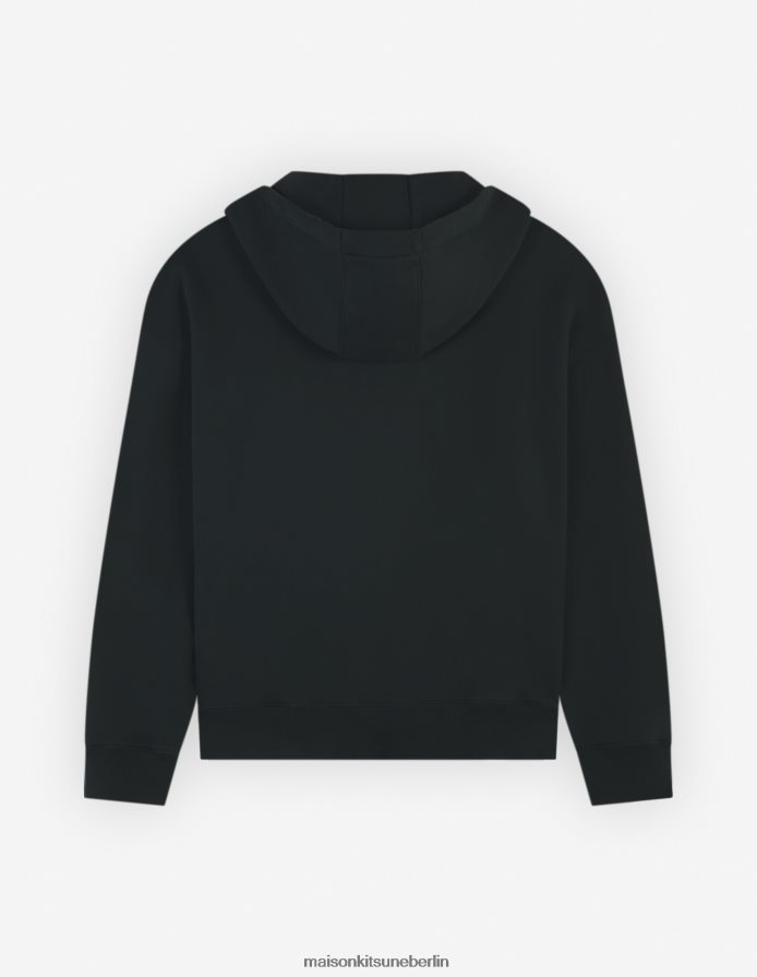 Kleidung V2DHL124 Schwarz Männer Übergroßer Kapuzenpullover mit auffälligem Fuchskopf-Patch Maison Kitsune