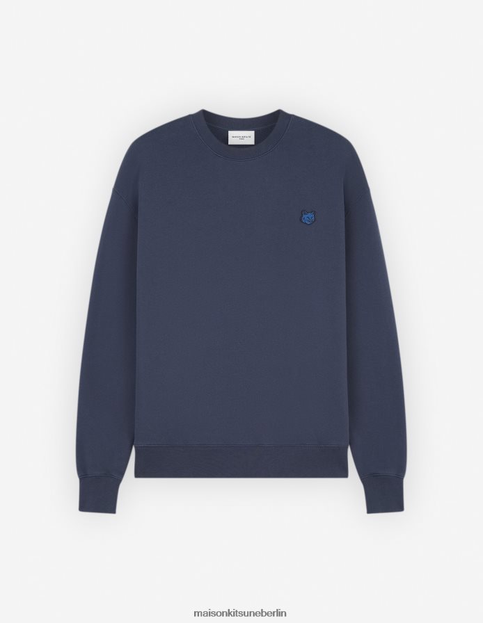 Kleidung V2DHL125 tintenblau Männer Komfort-Sweatshirt mit auffälligem Fuchskopf-Patch Maison Kitsune