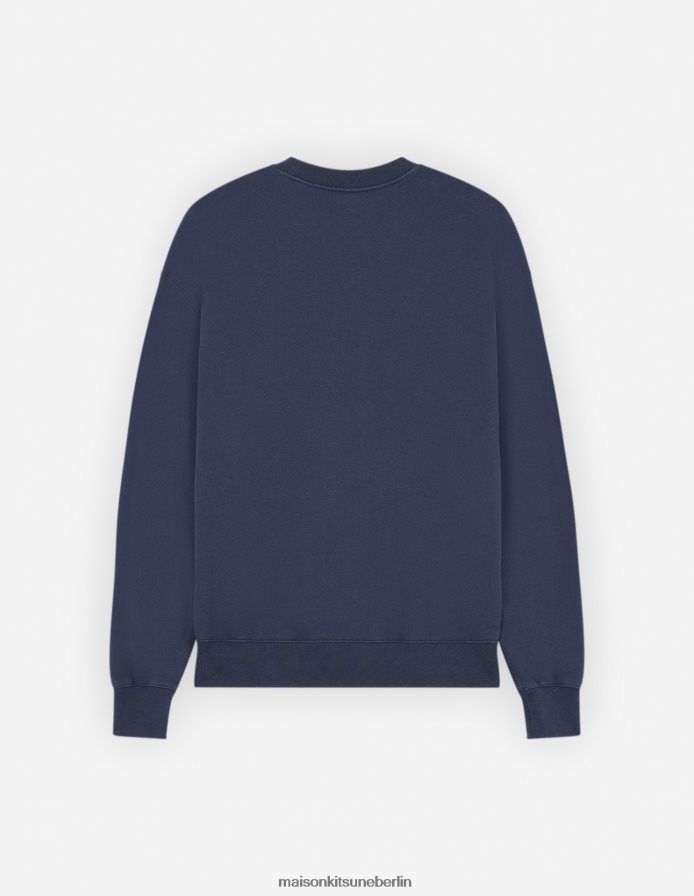 Kleidung V2DHL125 tintenblau Männer Komfort-Sweatshirt mit auffälligem Fuchskopf-Patch Maison Kitsune
