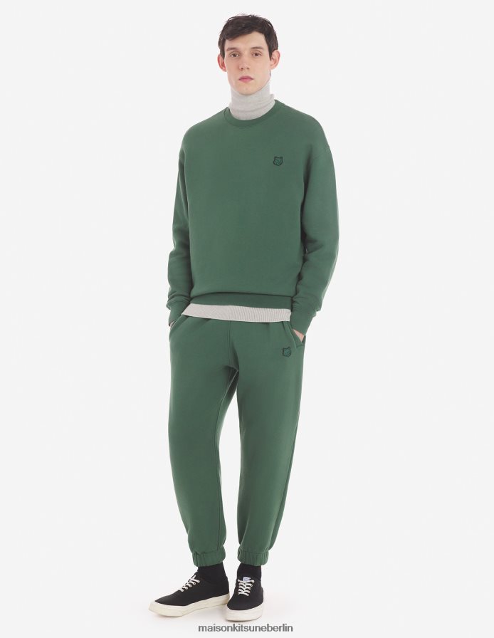 Kleidung V2DHL126 Flaschengrün Männer Komfort-Sweatshirt mit auffälligem Fuchskopf-Patch Maison Kitsune