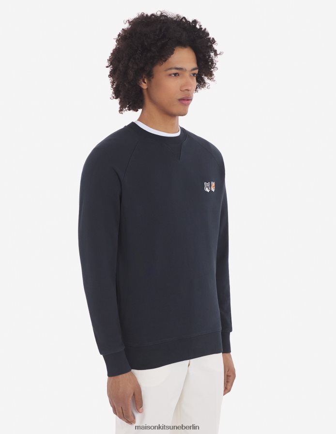 Kleidung V2DHL128 Anthrazit Männer Klassisches Sweatshirt mit Doppelfuchskopf-Patch Maison Kitsune