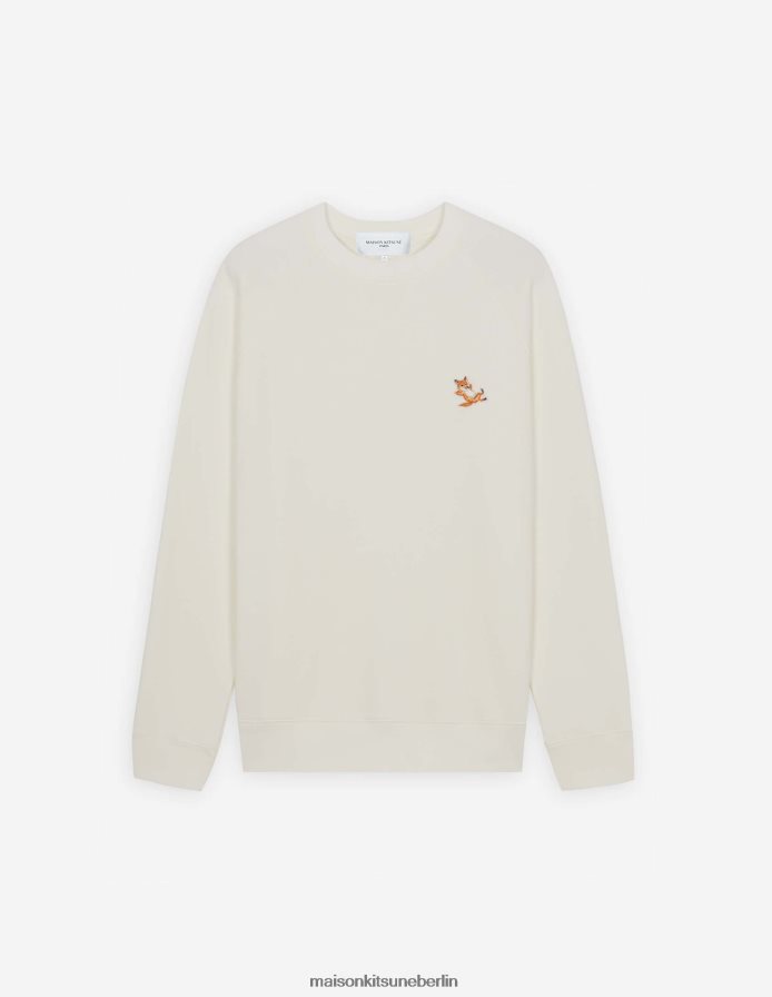 Kleidung V2DHL130 naturfarben Männer Klassisches Sweatshirt mit Chillax-Fuchs-Patch Maison Kitsune
