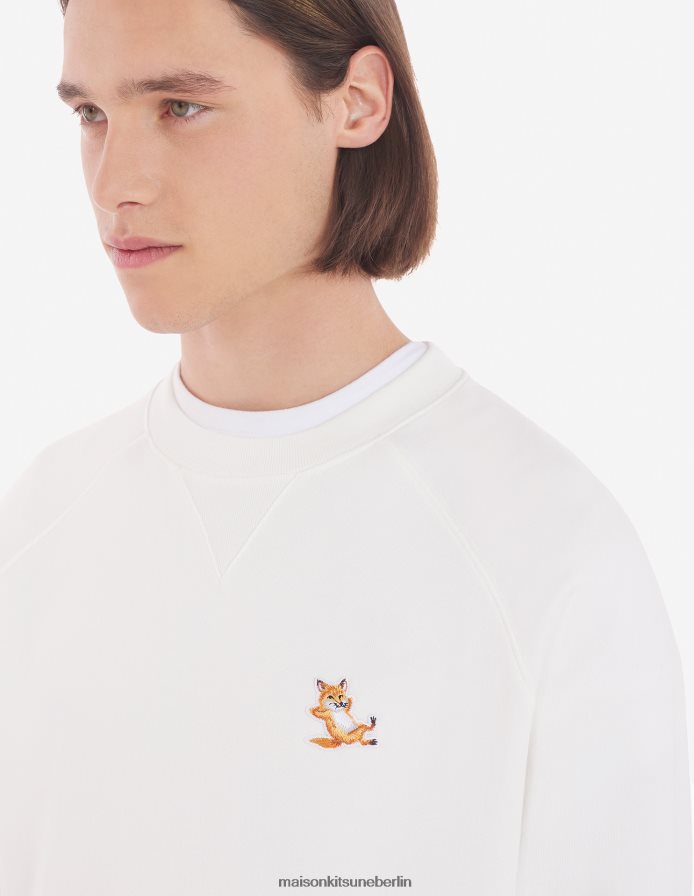 Kleidung V2DHL130 naturfarben Männer Klassisches Sweatshirt mit Chillax-Fuchs-Patch Maison Kitsune