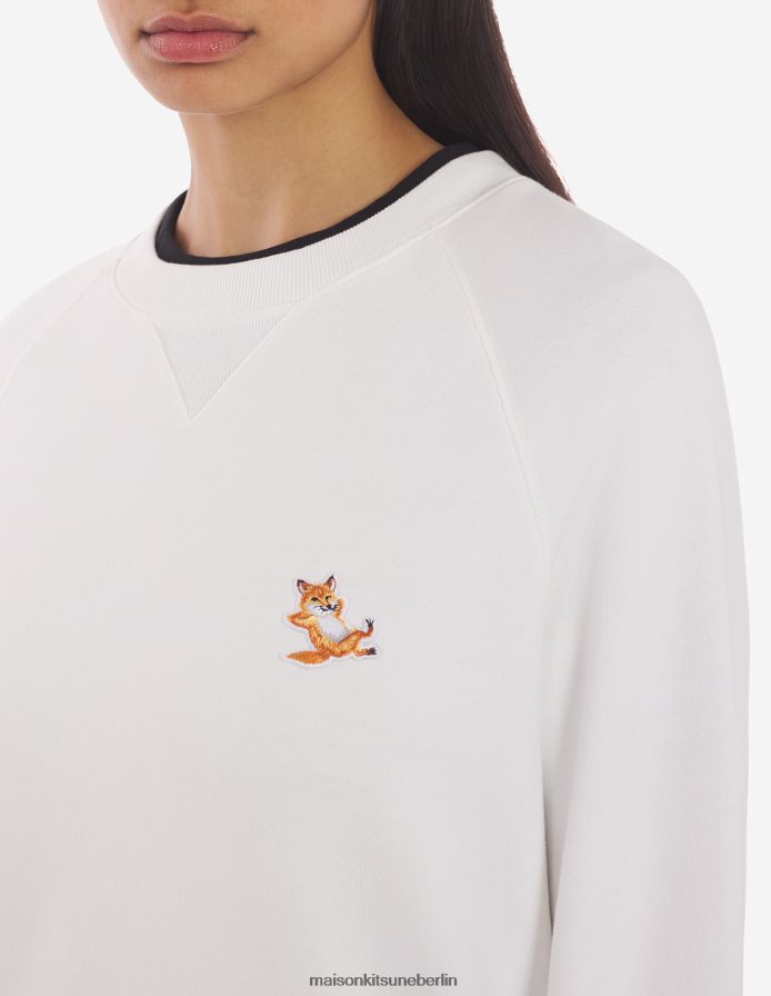 Kleidung V2DHL130 naturfarben Männer Klassisches Sweatshirt mit Chillax-Fuchs-Patch Maison Kitsune