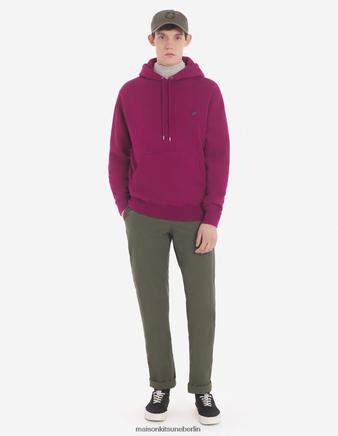 Kleidung V2DHL132 Traube Männer Komfort-Kapuzenpullover mit auffälligem Fuchskopf-Patch Maison Kitsune