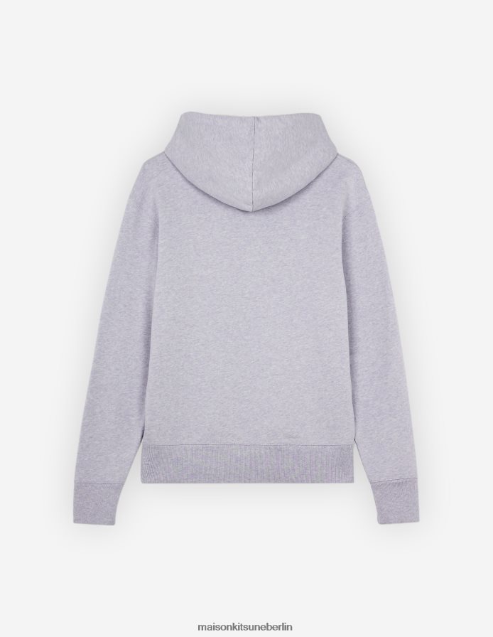 Kleidung V2DHL133 hellgrau meliert Männer Lässiger Kapuzenpullover mit Fuchskopf-Patch Maison Kitsune